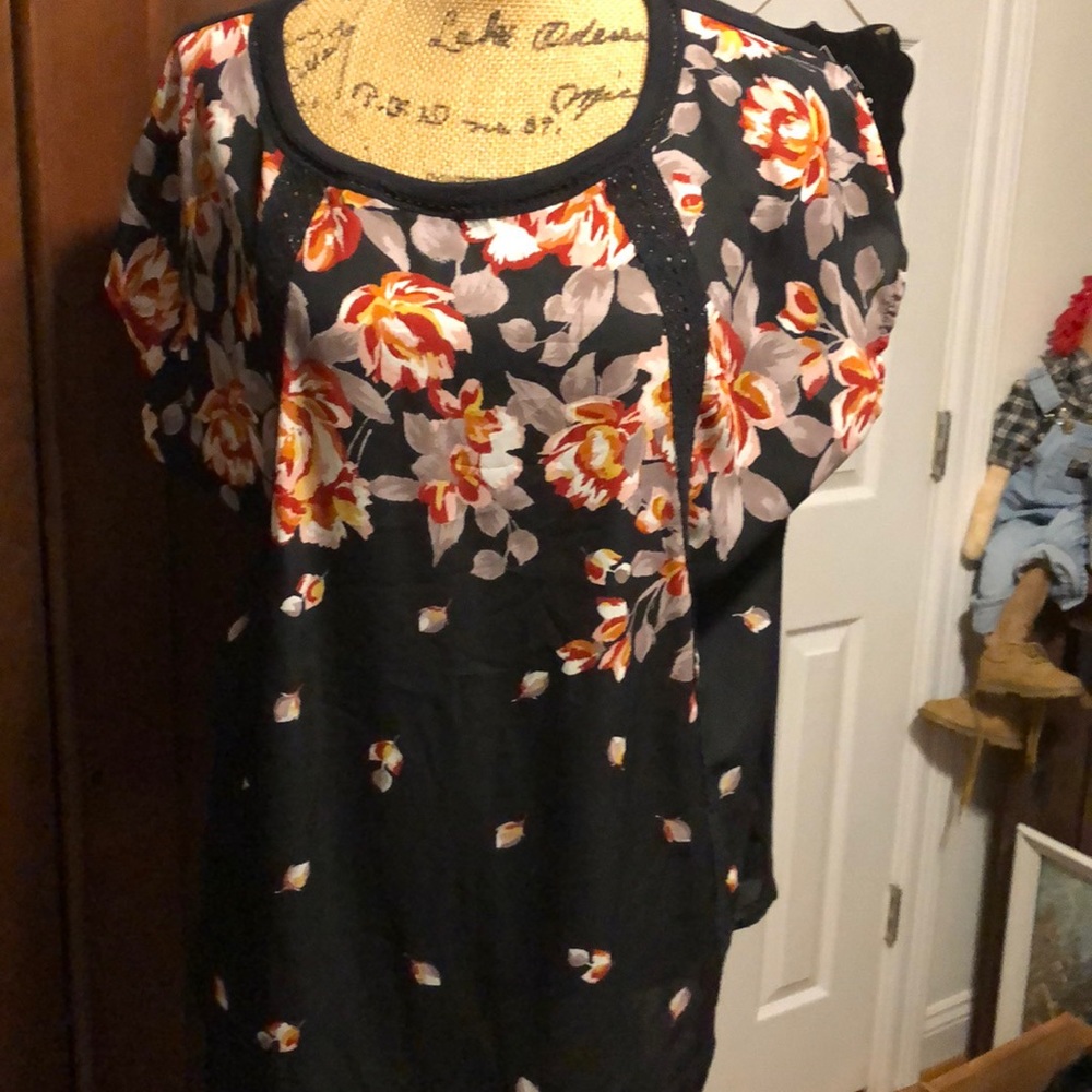 Black floral shirt